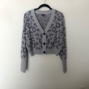 Leopard Print Cropped Cardigan